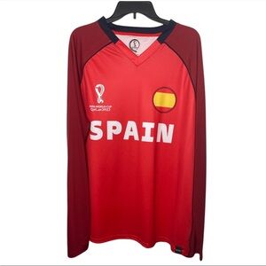 FIFA Mens Official World Cup 2022 Classic Long Sleeve Spain T-Shirt Jersey